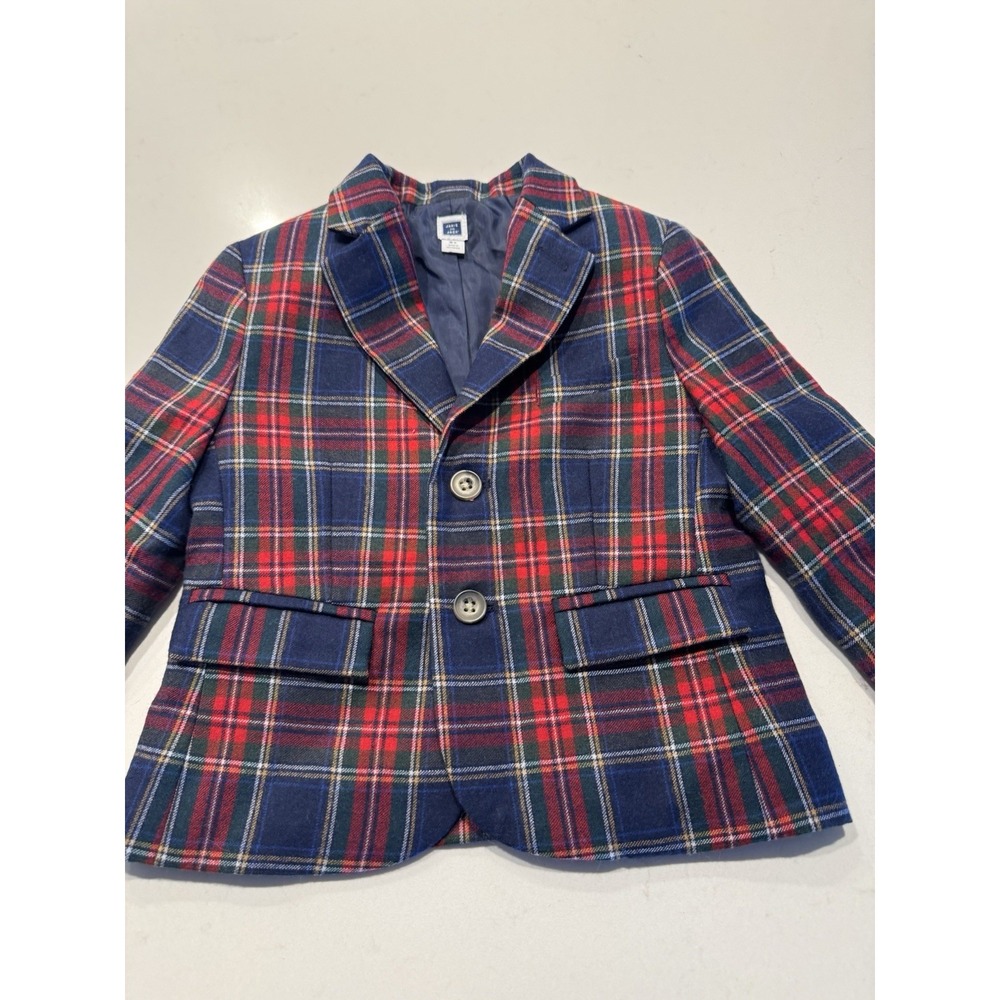 Janie and Jack Boys Tartan Plaid Blazer 100% Wool Lined Size 2T Holiday Preppy - Picture 2 of 7